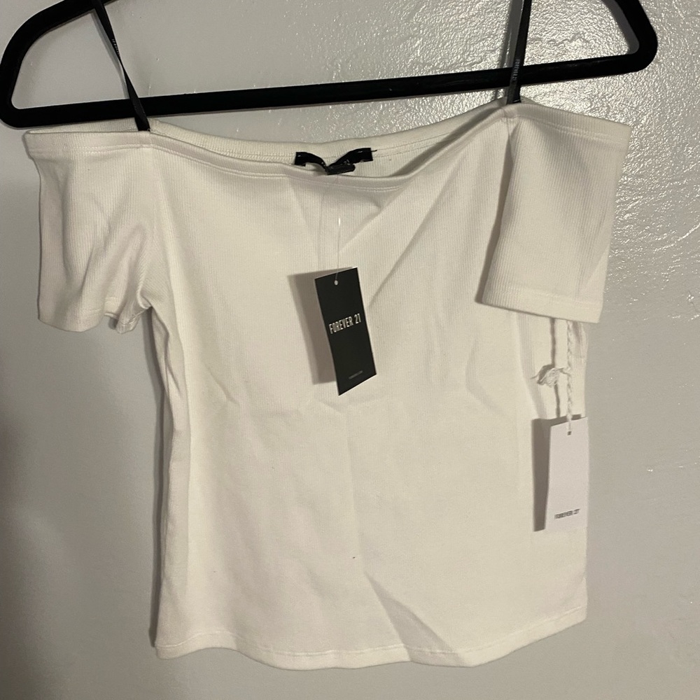 Off the shoulder white shirt